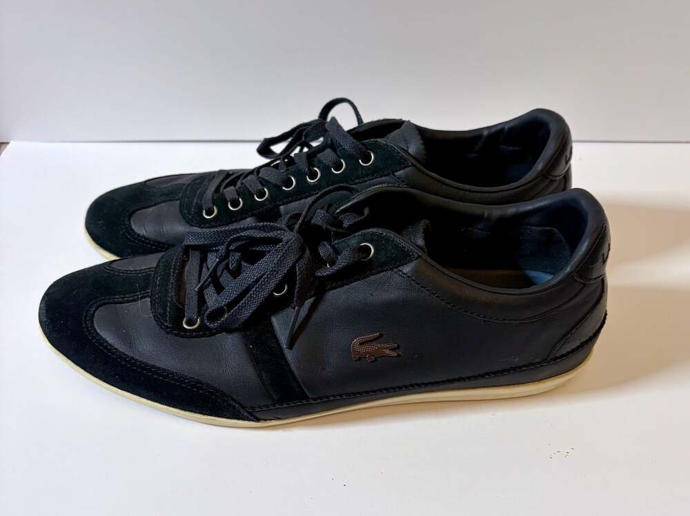 Lacoste Misano 33 SRM Black Leather Suede Sneakers Size 9.5